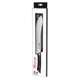 
                    
                      10-inch butcher knife with black handle and stainless steel blade in white and black retail packaging.
                    
                  
