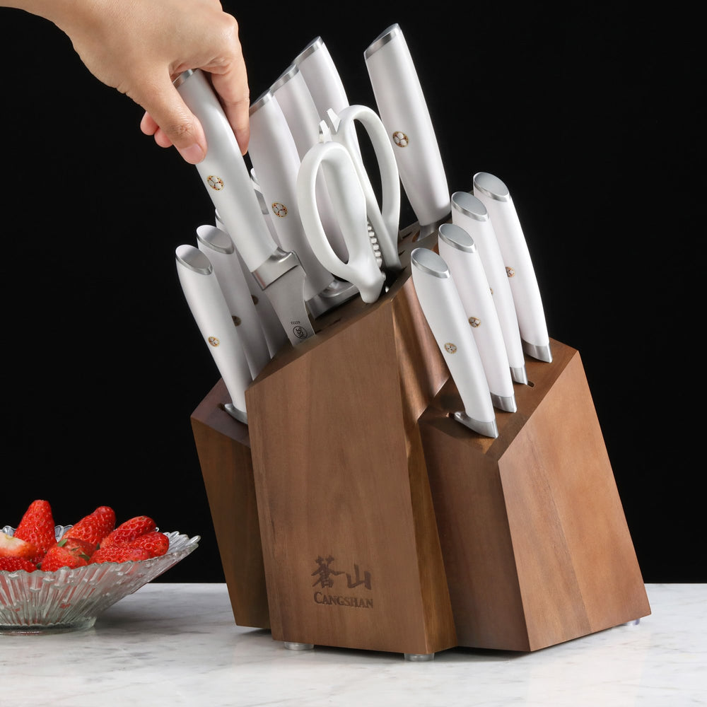 
                  
                    Load image into Gallery viewer, L&amp;amp;L1 Series 17-Piece SHAN Knife Block Set, Forged German Steel
                  
                