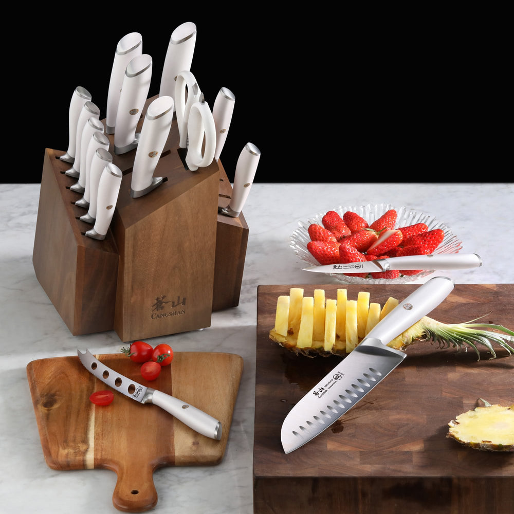 
                  
                    Load image into Gallery viewer, L&amp;amp;L1 Series 17-Piece SHAN Knife Block Set, Forged German Steel
                  
                