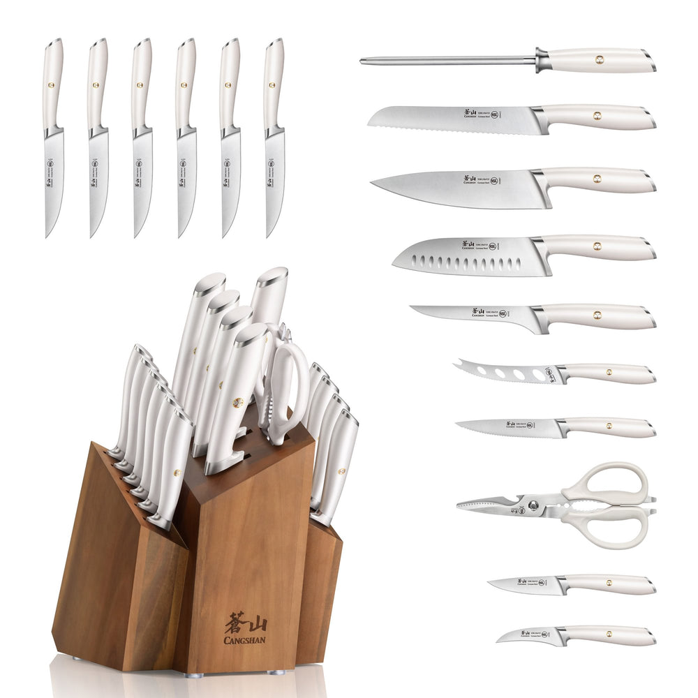 
                  
                    Load image into Gallery viewer, L&amp;amp;L1 Series 17-Piece SHAN Knife Block Set, Forged German Steel
                  
                