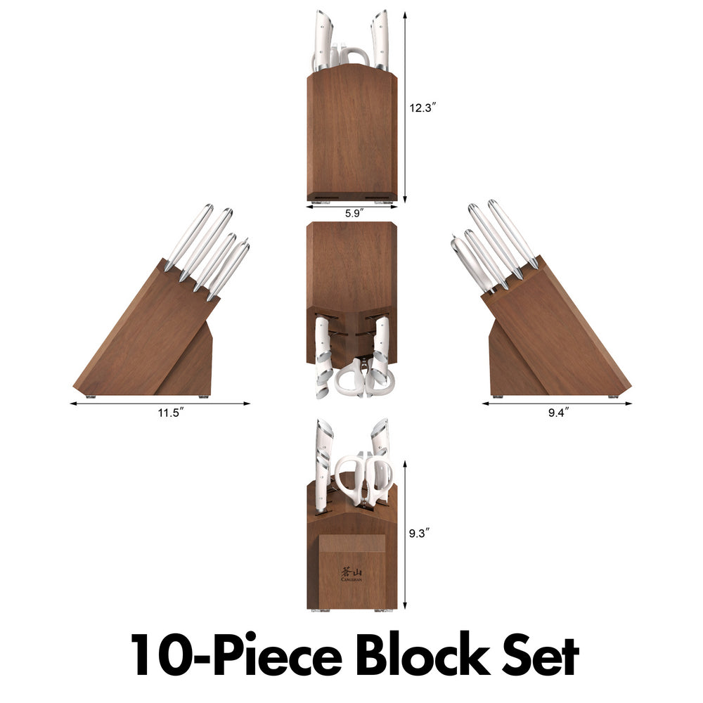
                  
                    Load image into Gallery viewer, HELENA Series 10-Piece Knife Block Set, Forged German Steel, Acacia Block
                  
                