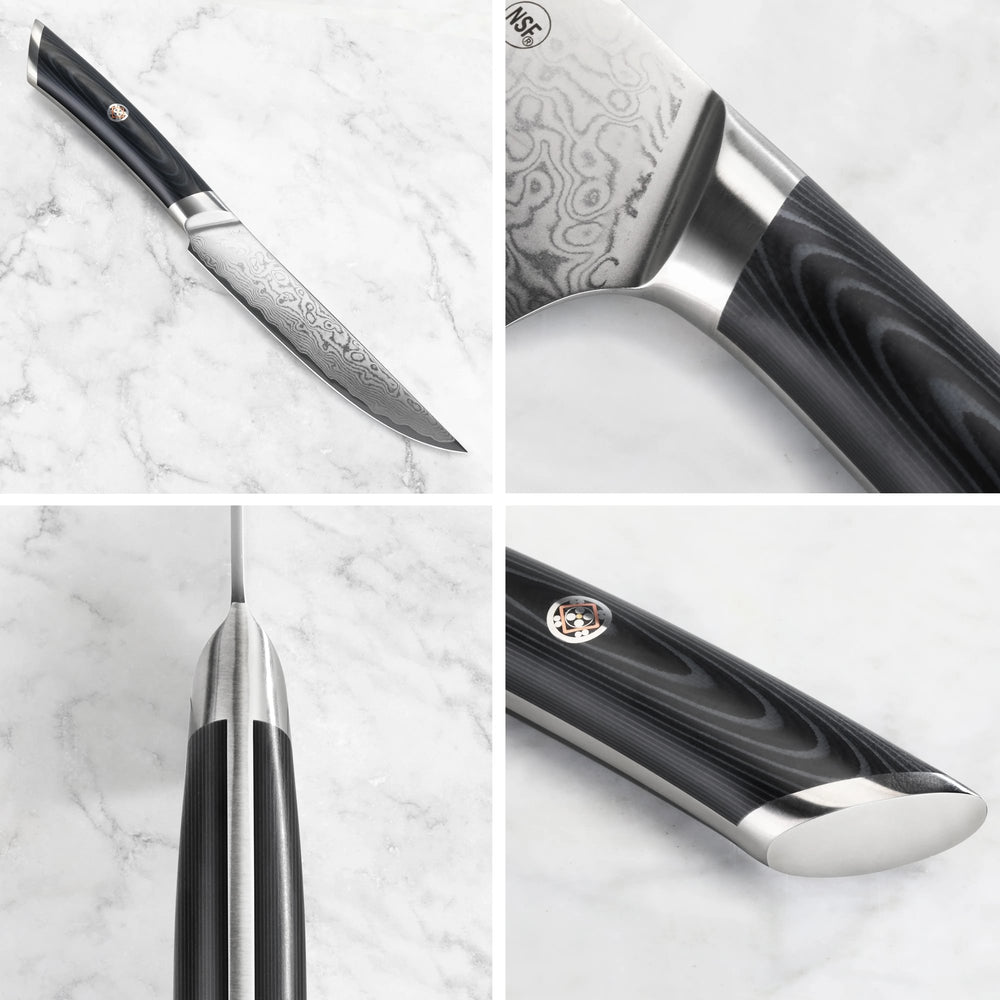 
                  
                    Load image into Gallery viewer, KURO Series 4-Piece Steak Knife Set in Ash Wood Box, High Carbon X-7 Damascus Steel, 504326
                  
                