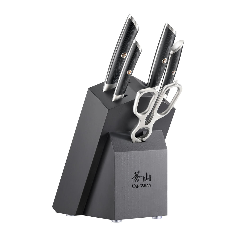 
                  
                    Load image into Gallery viewer, KURO Series 6-Piece Knife Block Set, High Carbon X-7 Damascus Steel, 504333
                  
                