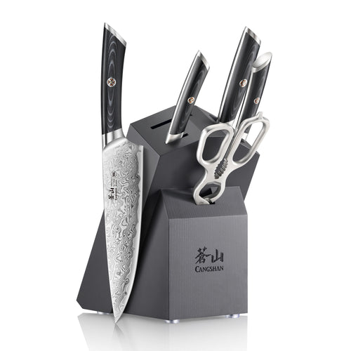 KURO Series 6-Piece Knife Block Set, High Carbon X-7 Damascus Steel, 504333
