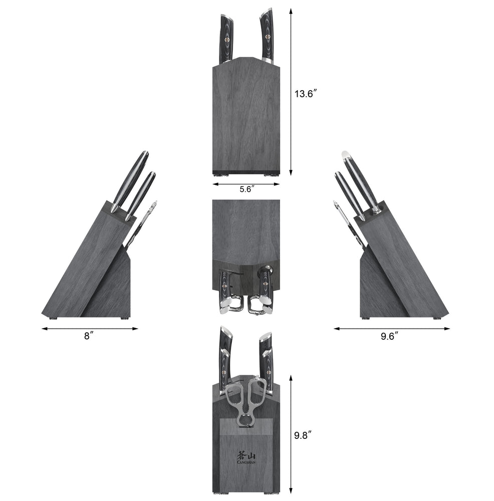 
                  
                    Load image into Gallery viewer, KURO Series 6-Piece Knife Block Set, High Carbon X-7 Damascus Steel, 504333
                  
                