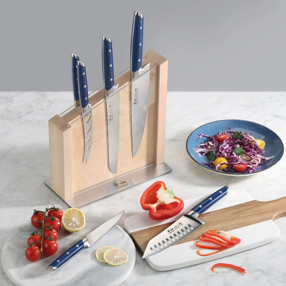 
                  
                    Load image into Gallery viewer, DENALI Series 7-Piece HUA Magnetic Block Set, Blue Handles, Maple, 10300835
                  
                
