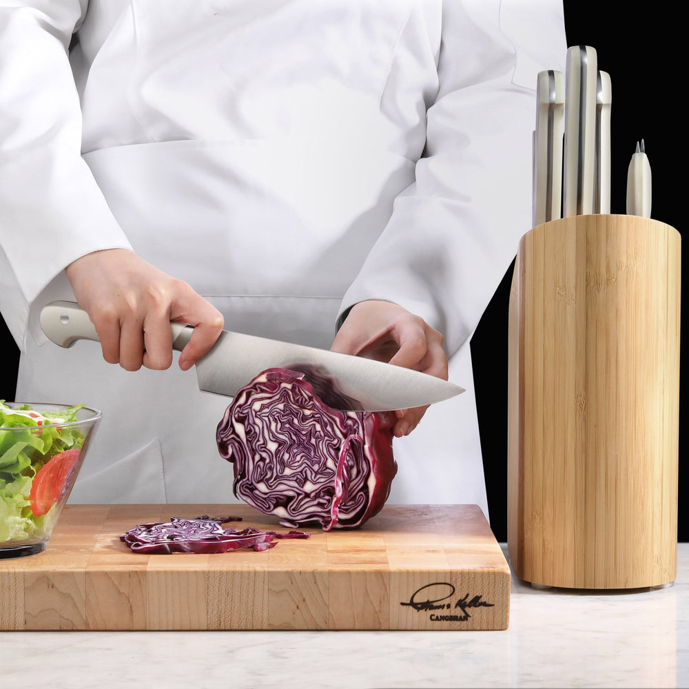 
                  
                    Load image into Gallery viewer, APERTIVO Series 8-Piece Knife Block Set German Steel, Bamboo Block (White), 1026849
                  
                