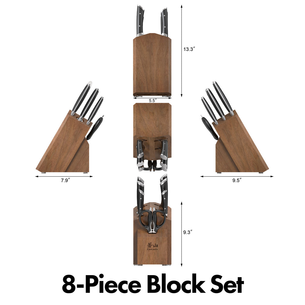 
                  
                    Load image into Gallery viewer, HELENA Series 8-Piece Knife Block Set, Forged German Steel, Acacia Block
                  
                