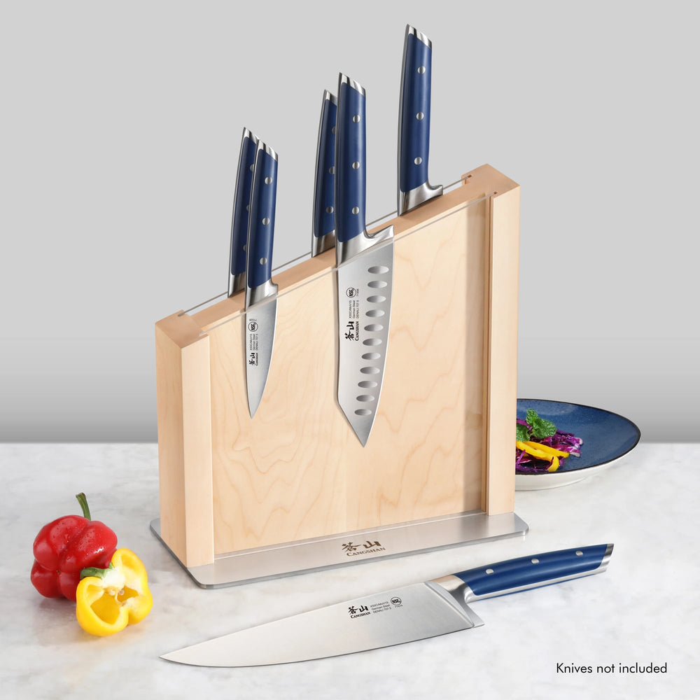 
                  
                    Load image into Gallery viewer, HUA Magnetic Knife Block with Clear Blade Guard, Maple, 10300832
                  
                