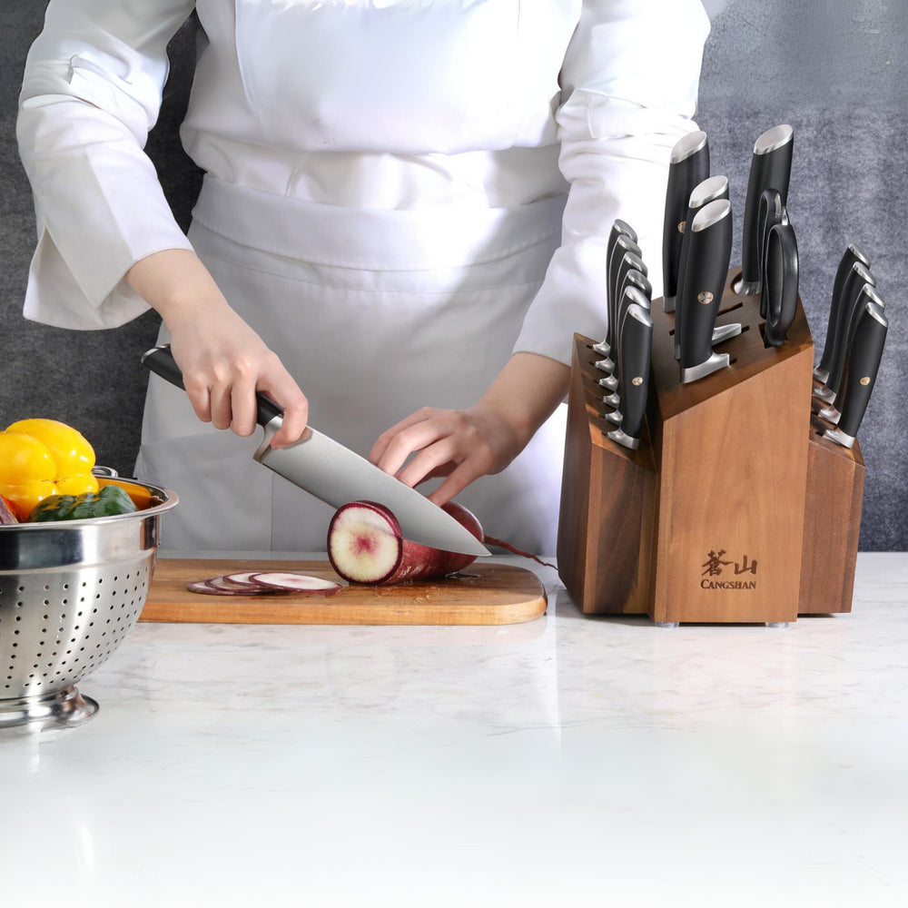 
                  
                    Load image into Gallery viewer, L&amp;amp;L1 Series 17-Piece SHAN Knife Block Set, Forged German Steel
                  
                