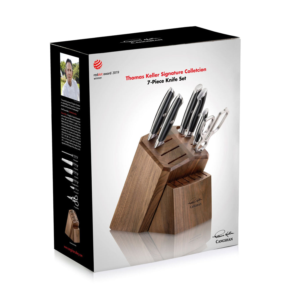 
                  
                    Load image into Gallery viewer, TKSC 7-Piece Knife Block Set with 8 Spare Slots, Forged Swedish Powder Steel, Thomas Keller Signature Collection
                  
                