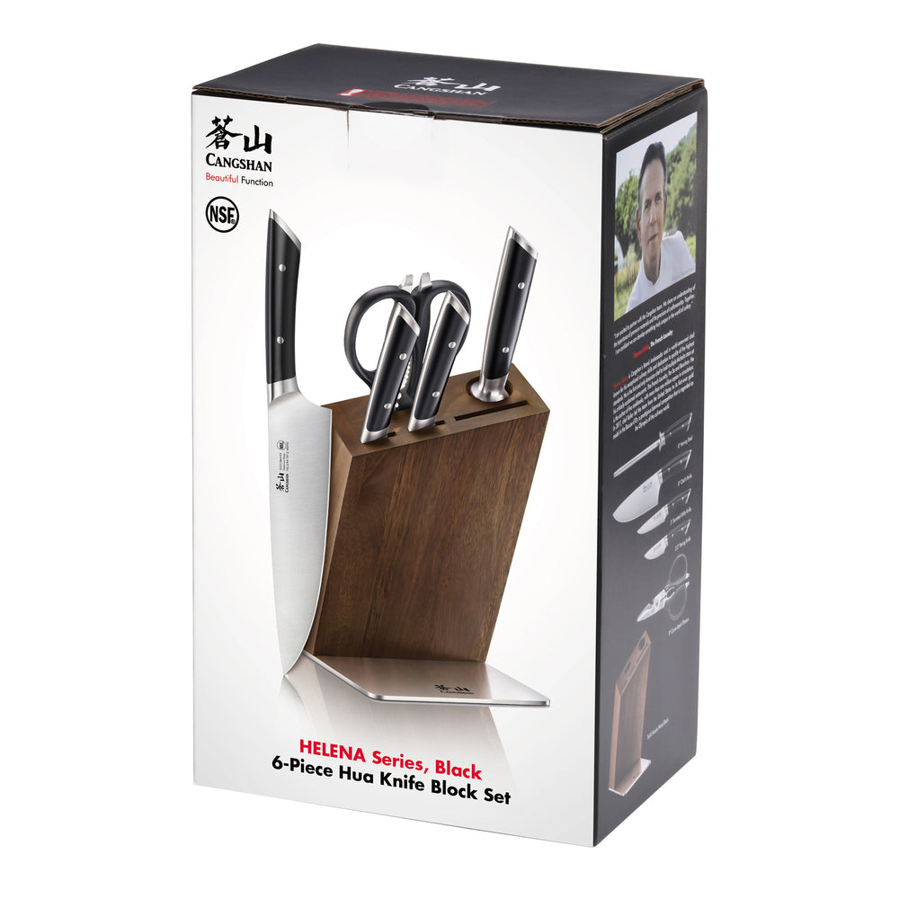 
                  
                    Load image into Gallery viewer, HELENA Series 6-Piece Knife Block Set, Forged German Steel, HUA Acacia Block
                  
                