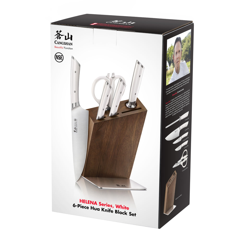 
                  
                    Load image into Gallery viewer, HELENA Series 6-Piece Knife Block Set, Forged German Steel, HUA Acacia Block
                  
                