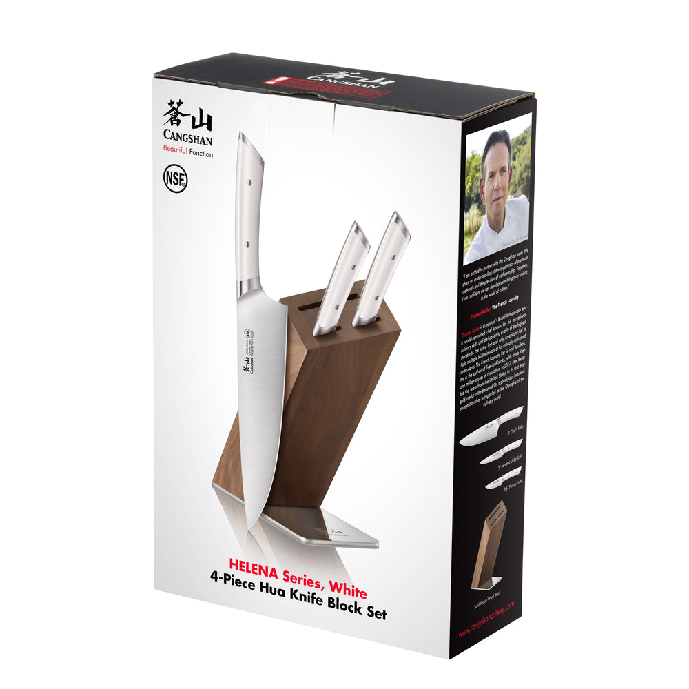 
                  
                    Load image into Gallery viewer, HELENA Series 4-Piece Knife Block Set, Forged German Steel, HUA Acacia Block
                  
                