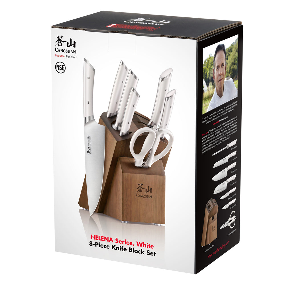 
                  
                    Load image into Gallery viewer, HELENA Series 8-Piece Knife Block Set, Forged German Steel, Acacia Block
                  
                