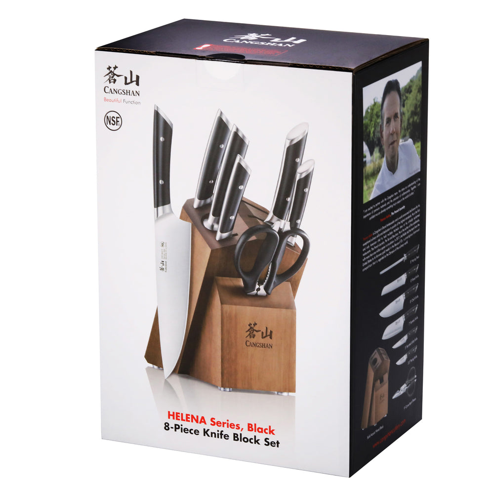 
                  
                    Load image into Gallery viewer, HELENA Series 8-Piece Knife Block Set, Forged German Steel, Acacia Block
                  
                