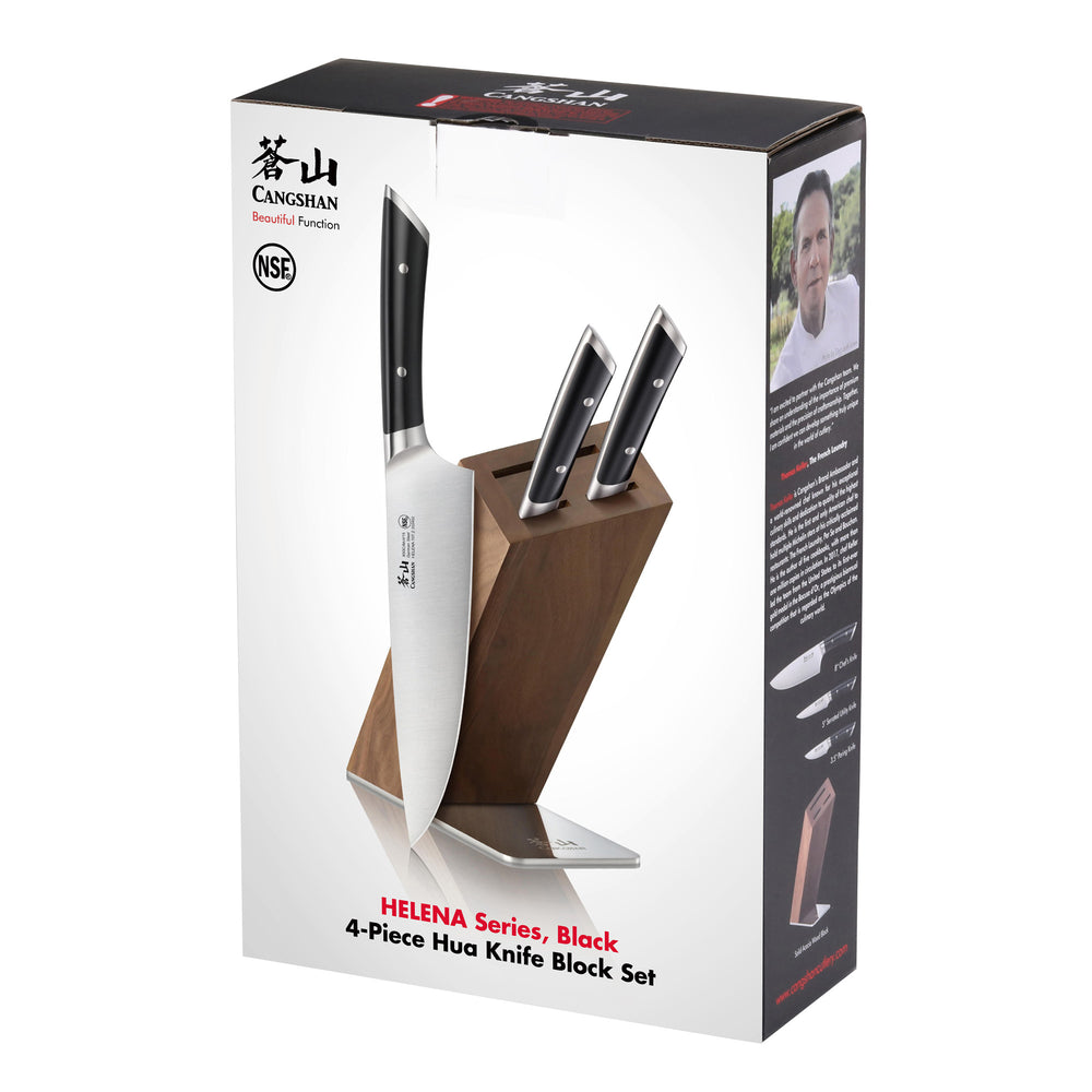 
                  
                    Load image into Gallery viewer, HELENA Series 4-Piece Knife Block Set, Forged German Steel, HUA Acacia Block
                  
                
