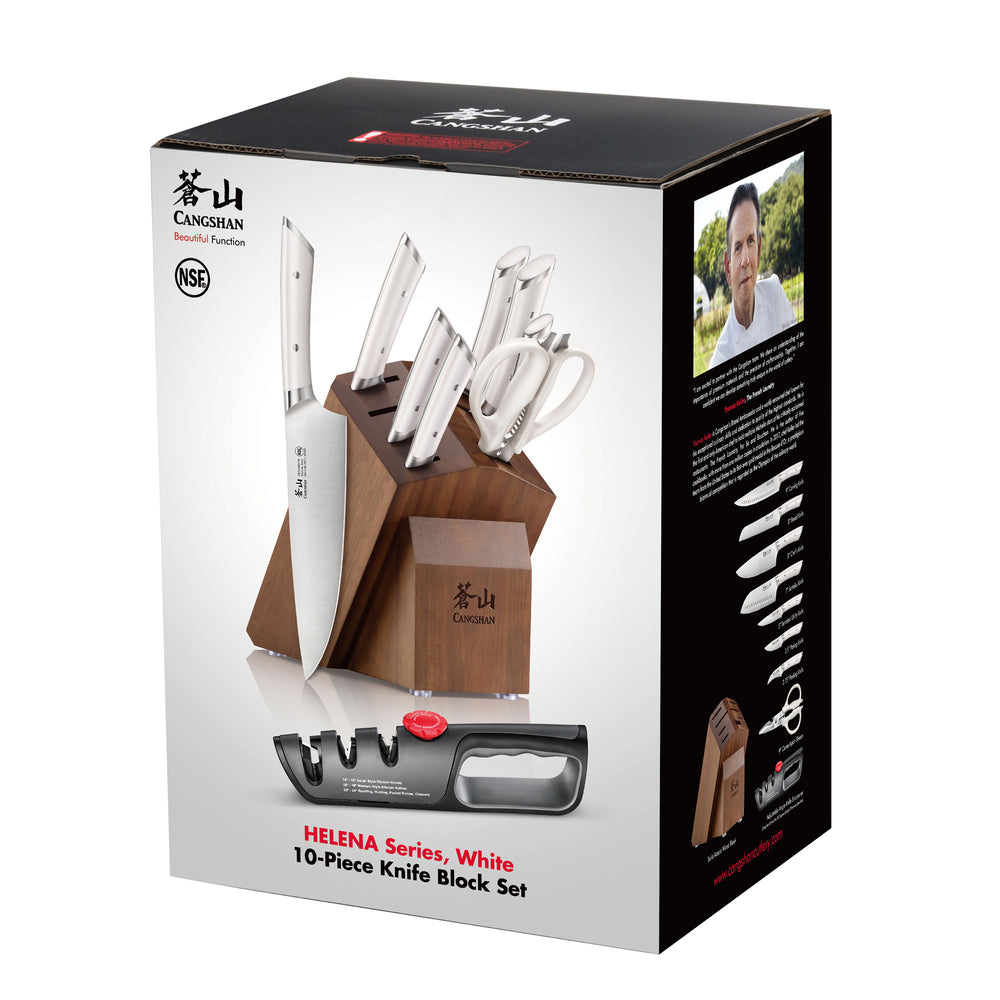 
                  
                    Load image into Gallery viewer, HELENA Series 10-Piece Knife Block Set, Forged German Steel, Acacia Block
                  
                