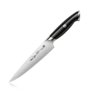
                    
                      7-inch utility knife with stainless steel blade and black ergonomic handle from Thomas Keller Signature Collection
                    
                  