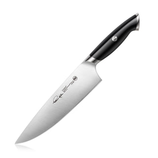 
                    
                      8-inch chef's knife with black ergonomic handle and stainless steel blade, Thomas Keller Signature Collection.
                    
                  