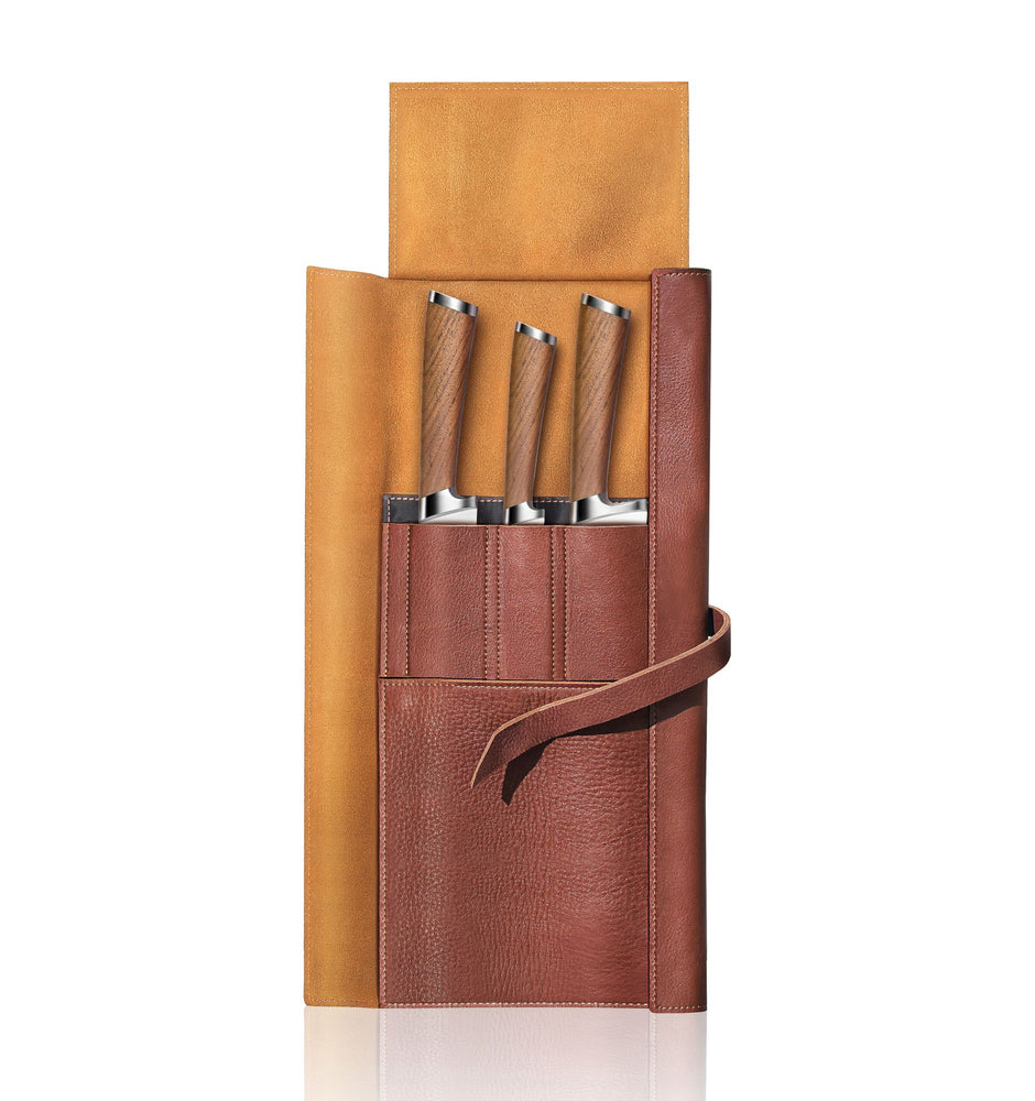 
                  
                    Load image into Gallery viewer, H1 Series 4 Piece Leather Roll Knife Set, Silver, 59939
                  
                