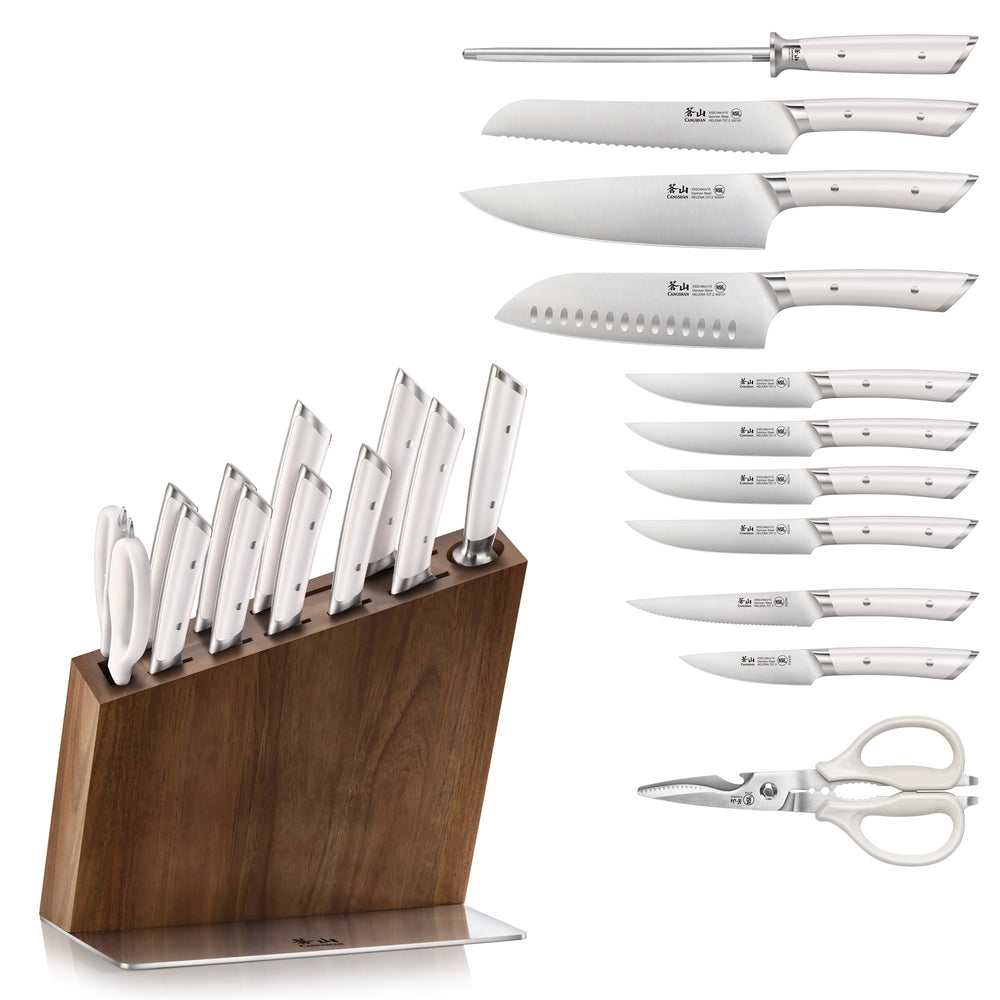 
                  
                    Load image into Gallery viewer, HELENA Series 12-Piece Knife Block Set, Forged German Steel, HUA Acacia Block
                  
                