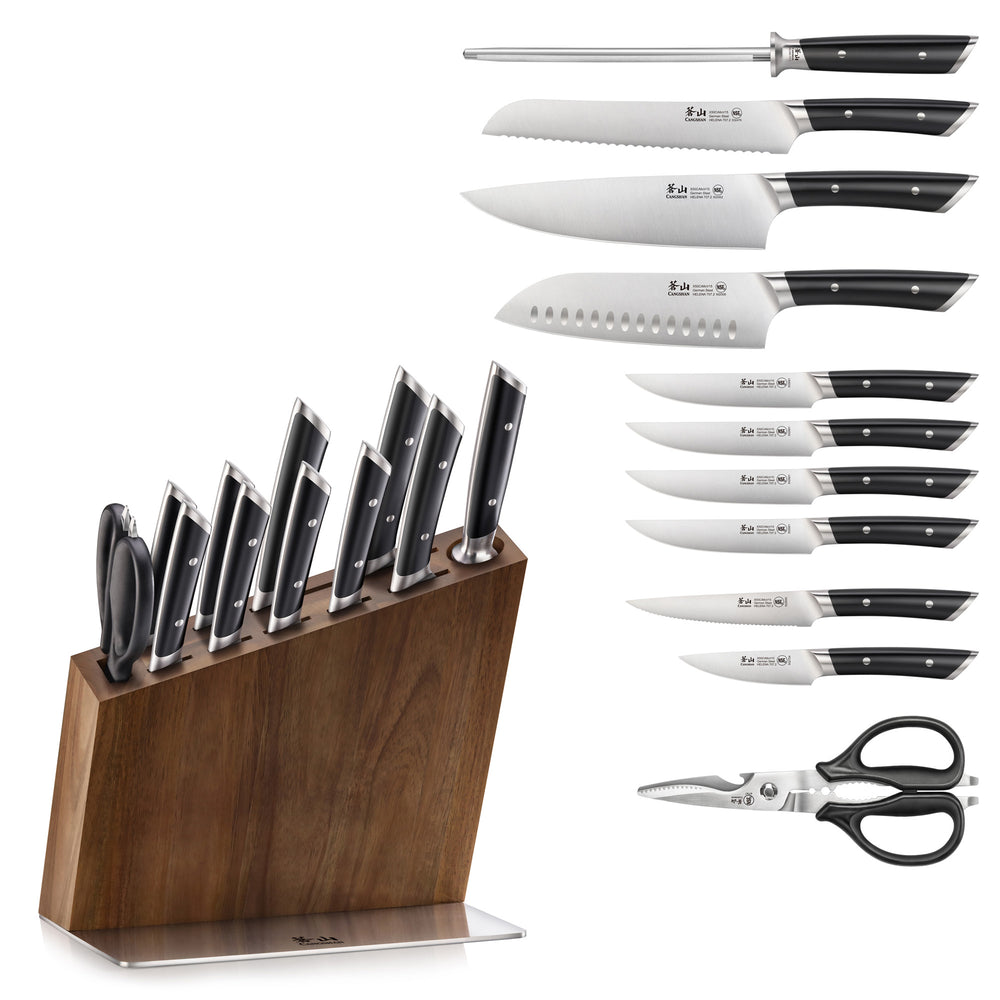 
                  
                    Load image into Gallery viewer, HELENA Series 12-Piece Knife Block Set, Forged German Steel, HUA Acacia Block
                  
                