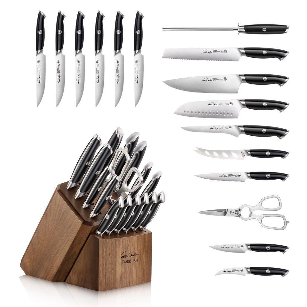 
                  
                    Load image into Gallery viewer, TKSC 17-Piece Knife Block Set, Forged Swedish Powder Steel, Thomas Keller Signature Collection, 1024715
                  
                