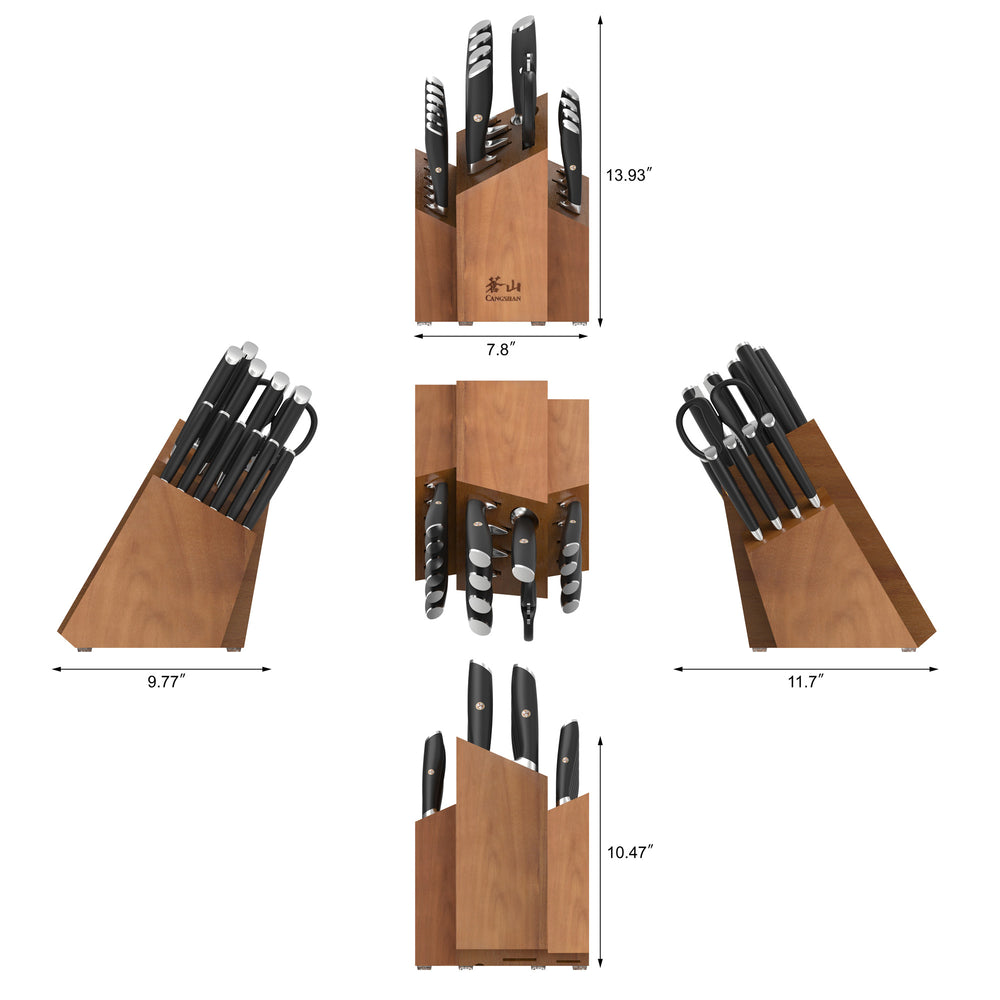 
                  
                    Load image into Gallery viewer, L&amp;amp;L1 Series 17-Piece SHAN Knife Block Set, Forged German Steel
                  
                