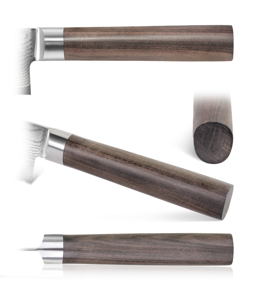 
                  
                    Load image into Gallery viewer, J Series 7-Inch Kiritsuke Knife with Walnut Sheath, Forged X-7 Damascus Steel, 1020052
                  
                