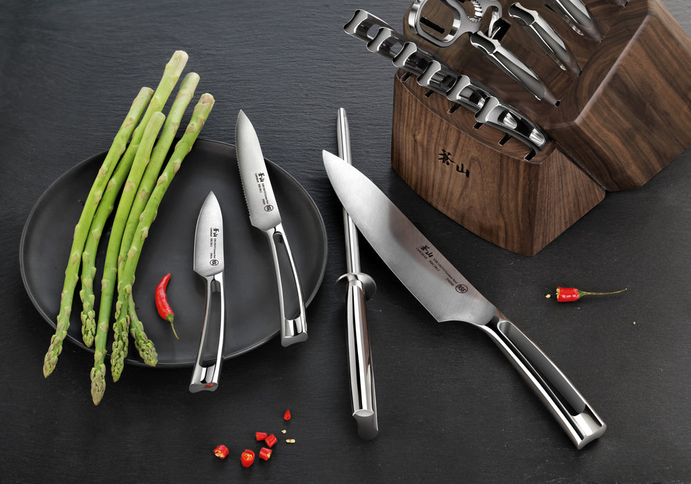 
                  
                    Load image into Gallery viewer, Cangshan N1 Series 17-Piece Knife Block Set, Forged German Steel, Walnut, 1022636
                  
                