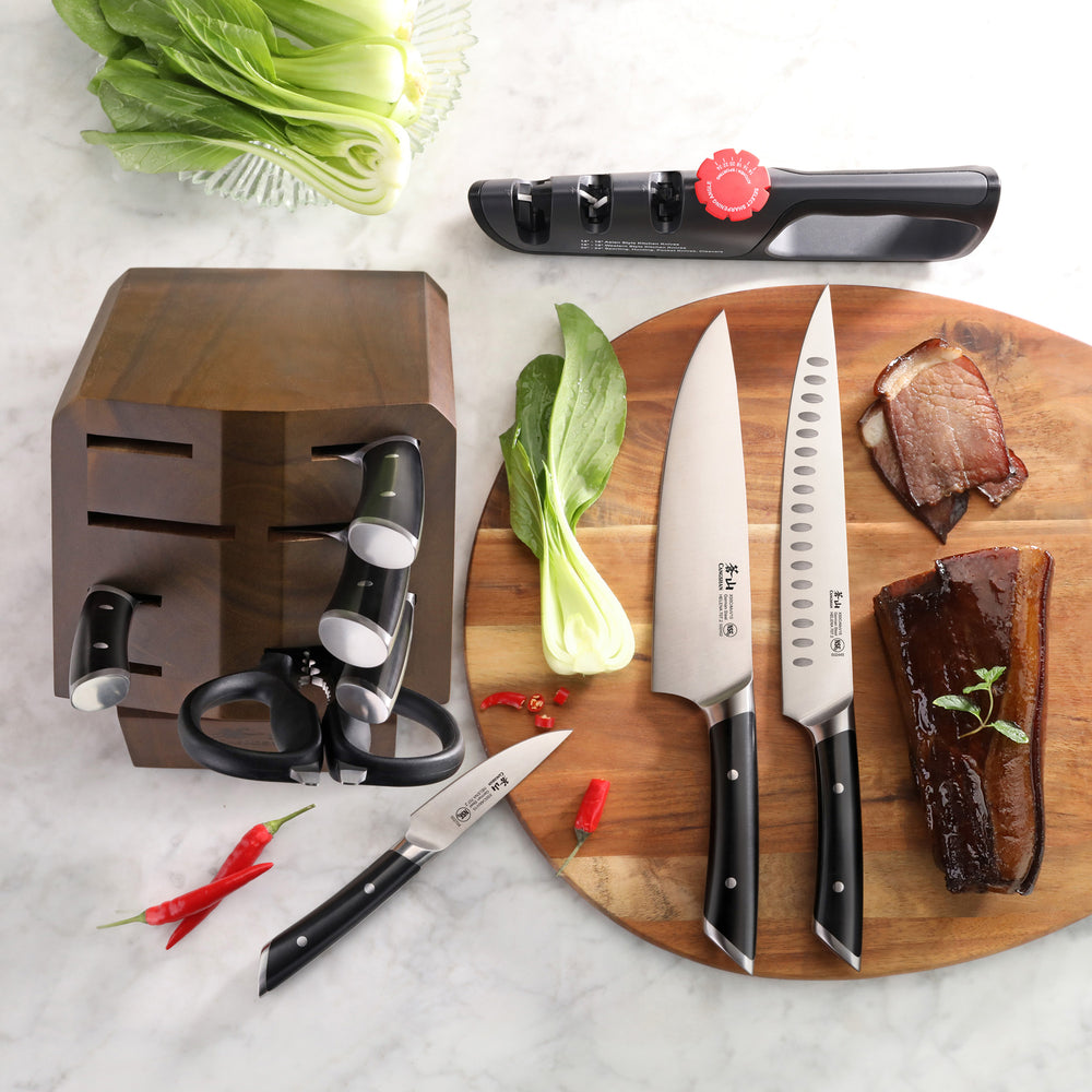 
                  
                    Load image into Gallery viewer, HELENA Series 10-Piece Knife Block Set, Forged German Steel, Acacia Block
                  
                