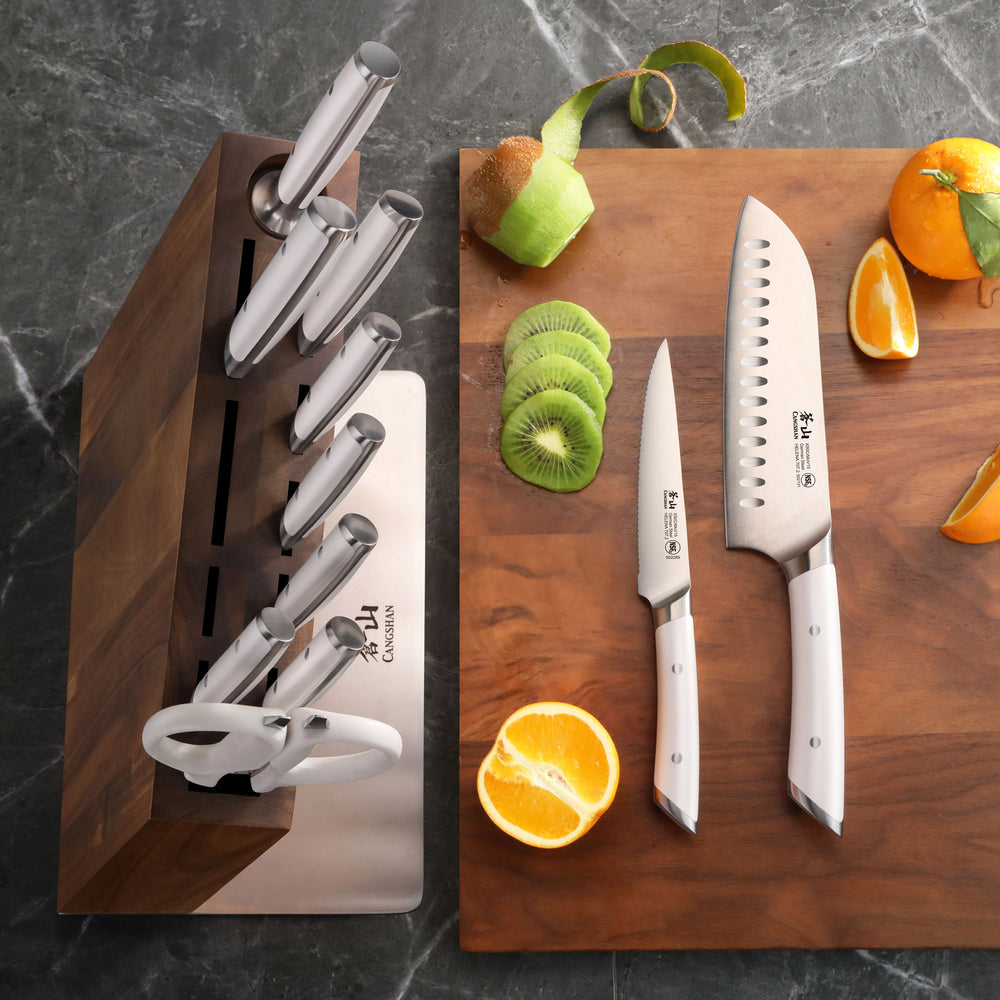 
                  
                    Load image into Gallery viewer, HELENA Series 6-Piece Knife Block Set, Forged German Steel, HUA Acacia Block
                  
                