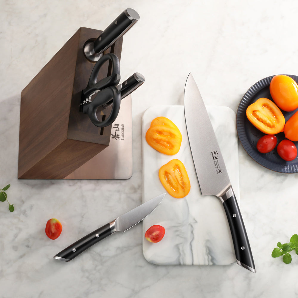 
                  
                    Load image into Gallery viewer, HELENA Series 6-Piece Knife Block Set, Forged German Steel, HUA Acacia Block
                  
                