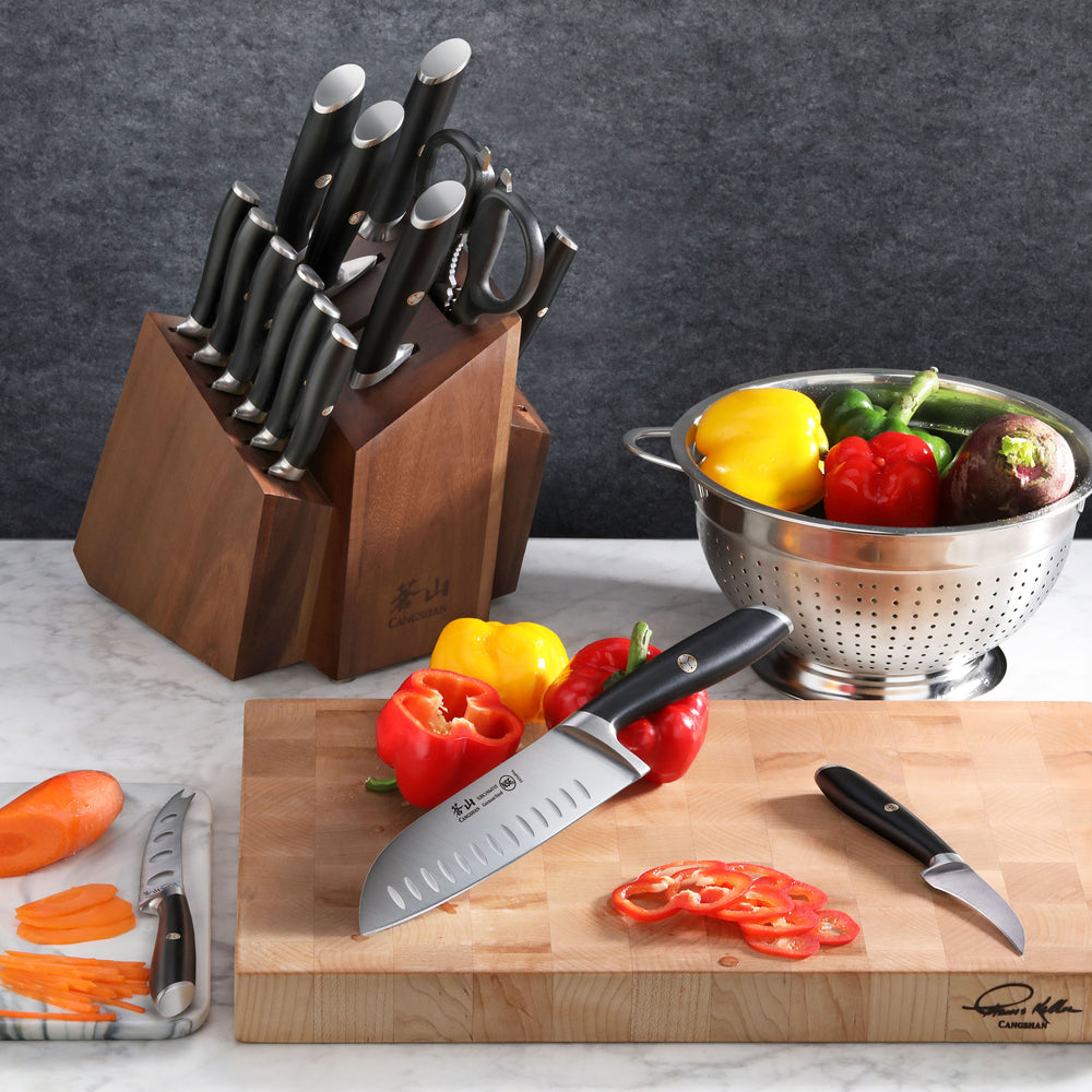 
                  
                    Load image into Gallery viewer, L&amp;amp;L1 Series 17-Piece SHAN Knife Block Set, Forged German Steel
                  
                