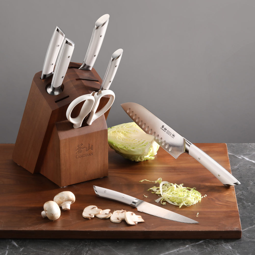 
                  
                    Load image into Gallery viewer, HELENA Series 8-Piece Knife Block Set, Forged German Steel, Acacia Block
                  
                