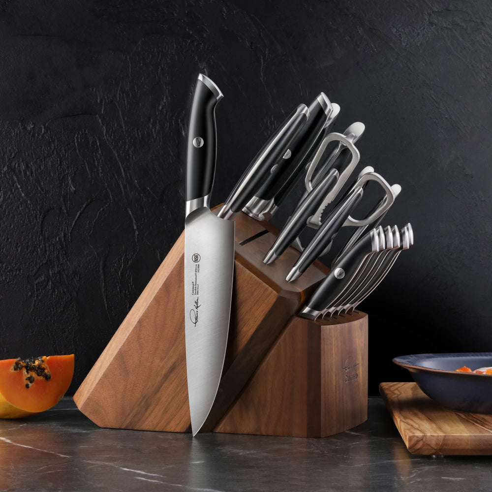 
                  
                    Load image into Gallery viewer, TKSC 17-Piece Knife Block Set, Forged Swedish Powder Steel, Thomas Keller Signature Collection, 1024715
                  
                