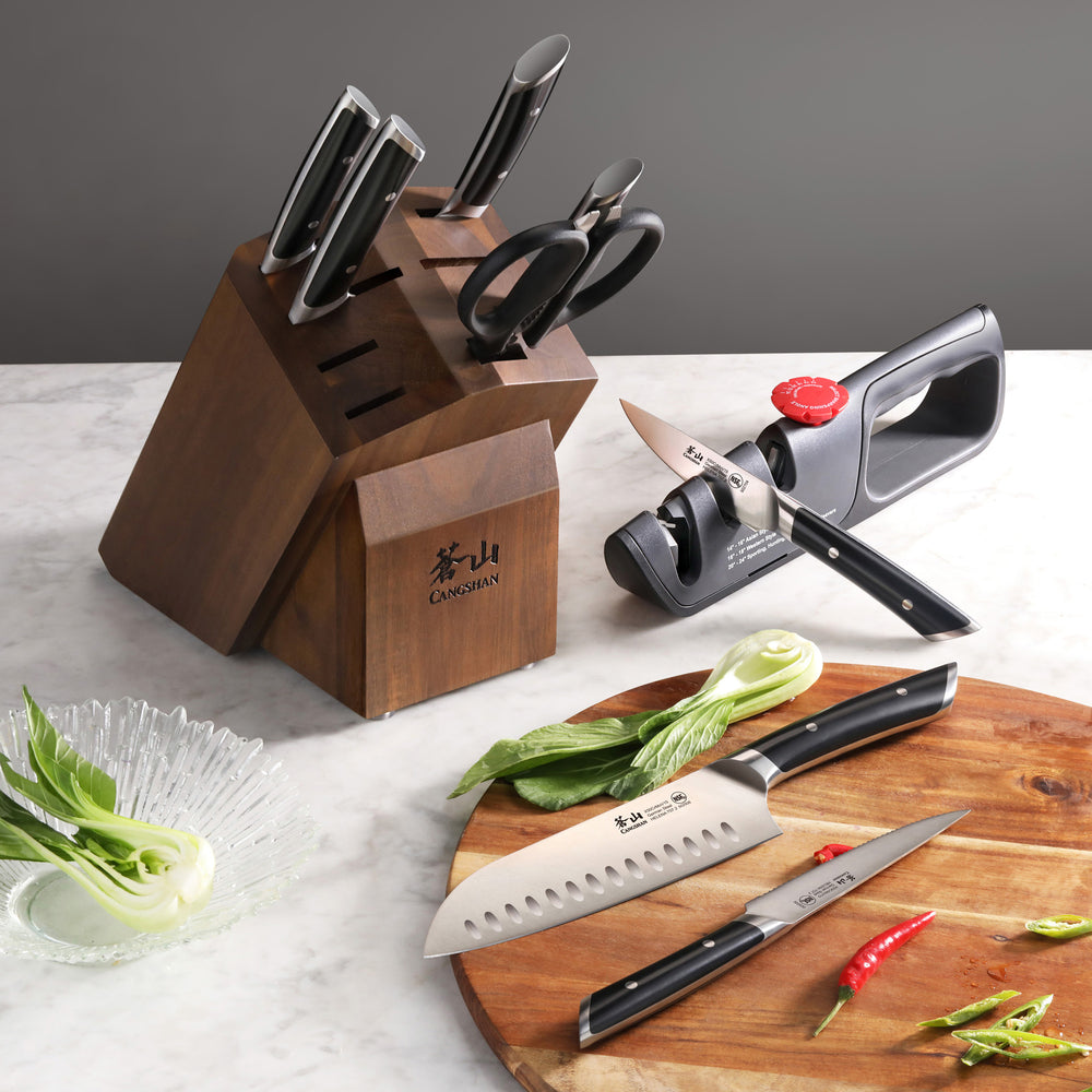 
                  
                    Load image into Gallery viewer, HELENA Series 10-Piece Knife Block Set, Forged German Steel, Acacia Block
                  
                