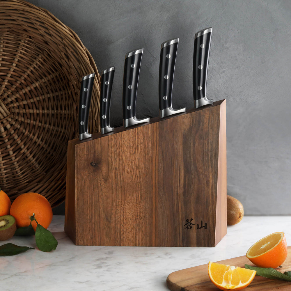 
                  
                    Load image into Gallery viewer, TS Series 6-Piece Knife Block Set, Forged Swedish 14C28N Steel, Walnut Block, 1024876
                  
                