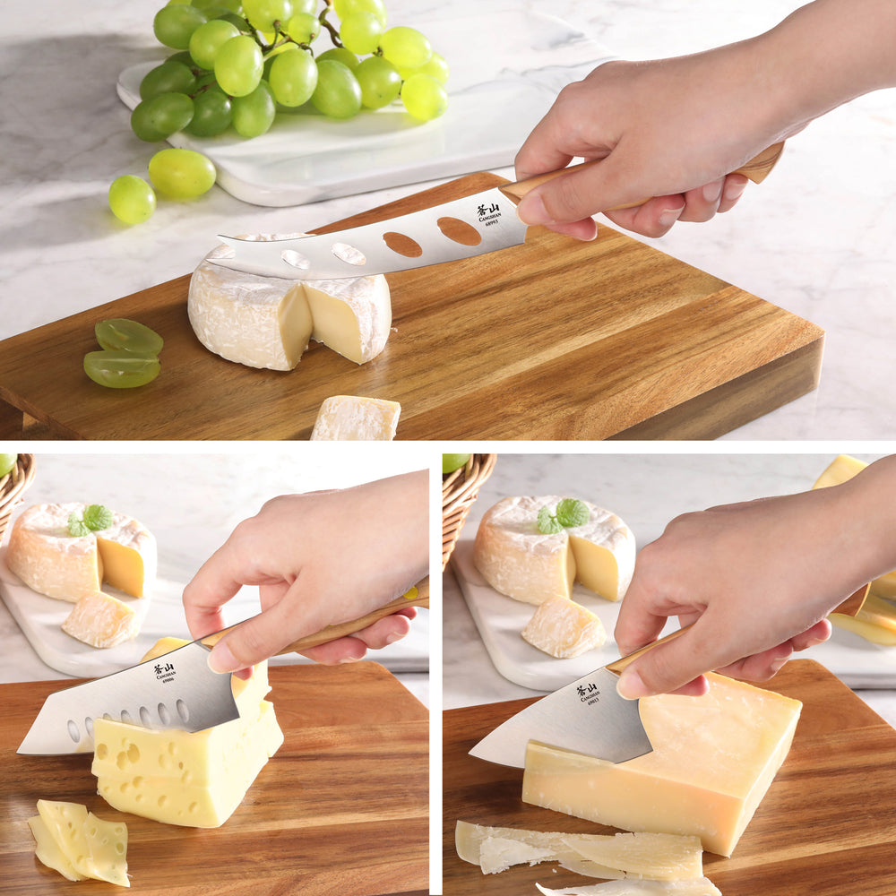 
                  
                    Load image into Gallery viewer, 3-Piece Olive Wood Cheese Knife Set with Acacia Cheese Board, 1027327
                  
                