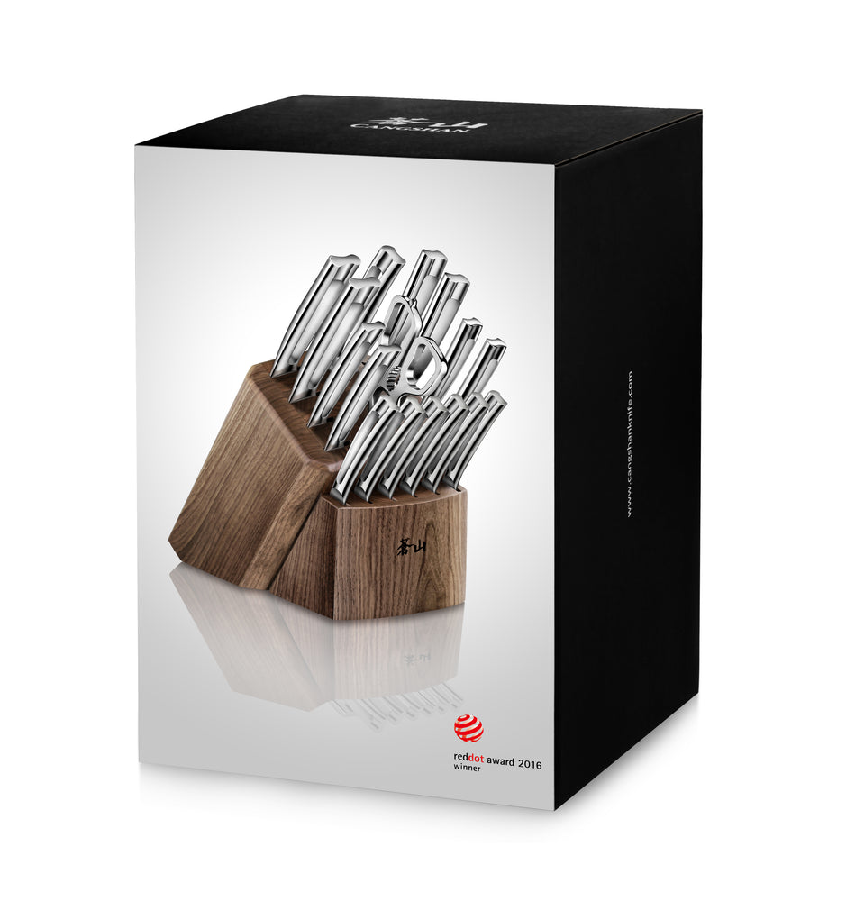
                  
                    Load image into Gallery viewer, Cangshan N1 Series 17-Piece Knife Block Set, Forged German Steel, Walnut, 1022636
                  
                