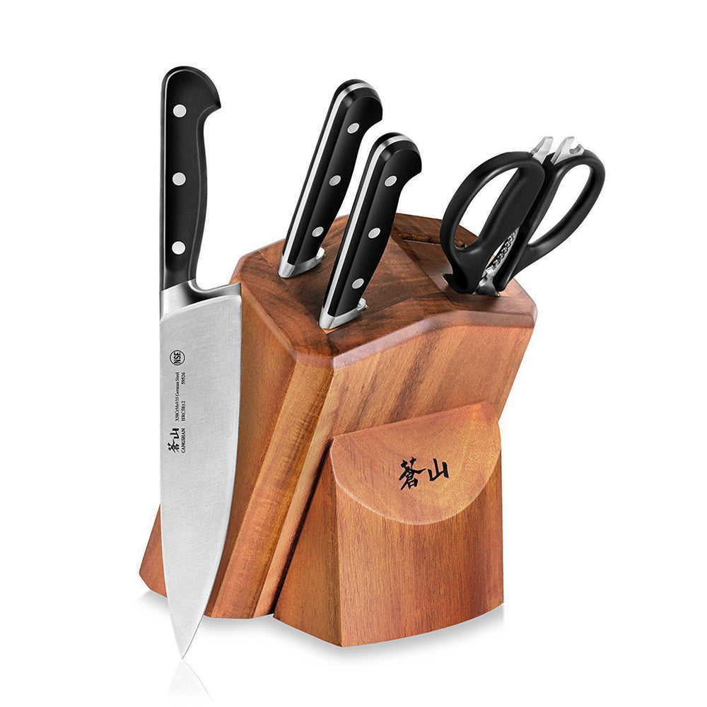 
                  
                    Load image into Gallery viewer, V2 Series 5-Piece Starter Knife Block Set, Forged German Steel, Acacia Block, 1022520
                  
                