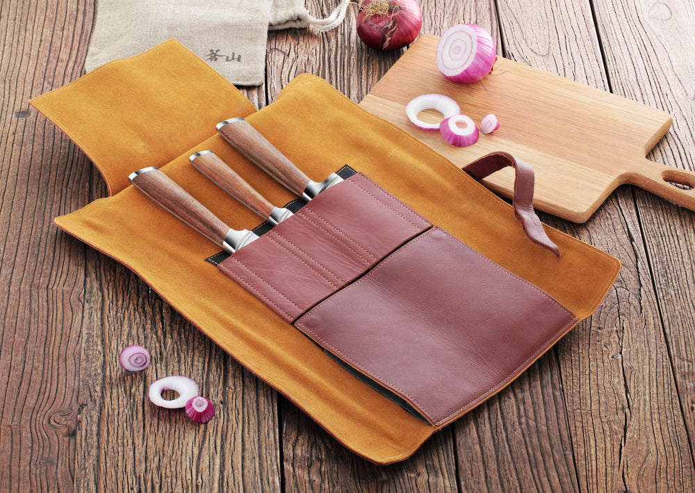 
                  
                    Load image into Gallery viewer, H1 Series 4 Piece Leather Roll Knife Set, Silver, 59939
                  
                