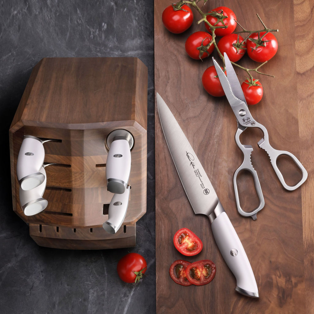 
                  
                    Load image into Gallery viewer, TKSC 7-Piece Knife Block Set with 8 Spare Slots, Forged Swedish Powder Steel, Thomas Keller Signature Collection
                  
                