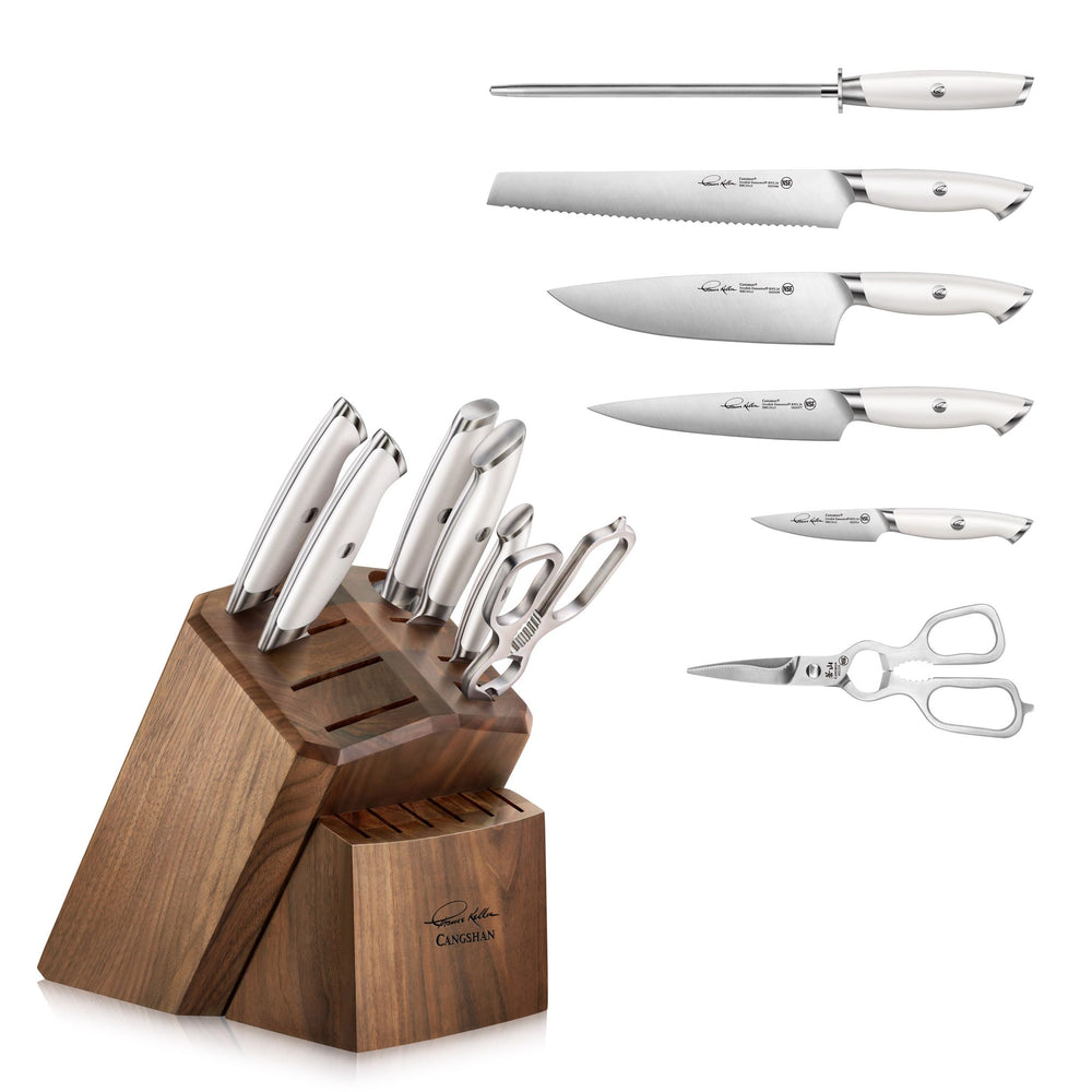 
                  
                    Load image into Gallery viewer, TKSC 7-Piece Knife Block Set with 8 Spare Slots, Forged Swedish Powder Steel, Thomas Keller Signature Collection
                  
                